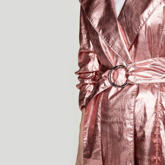 NWT Cinq à Sept Kianna metallic pink trench coat - Picture 5 of 14